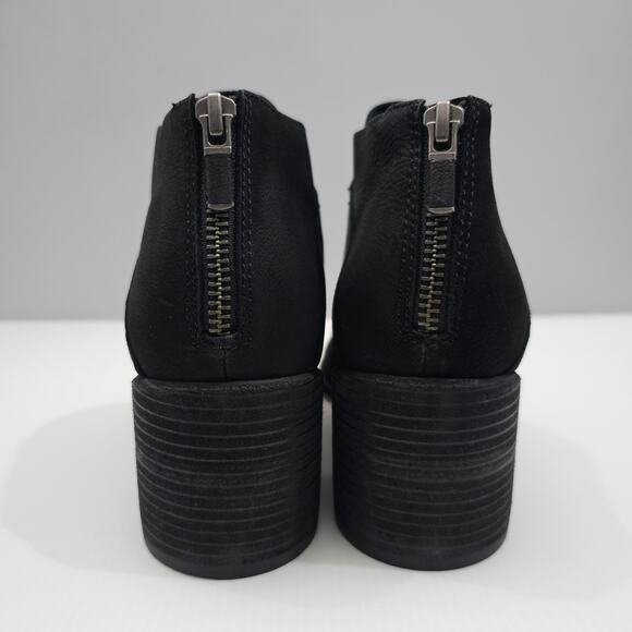 Eileen Fisher Bren Ankle Bootie Women 9 Black Leather Block Heel Fall Minimalist - Picture 7 of 14